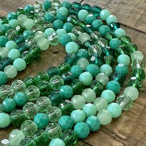 5mm Green Faceted Round Assorted Glass Beads - 32 Facets